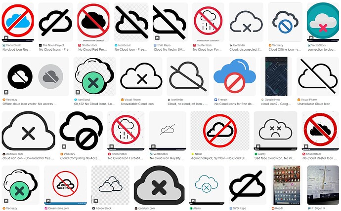 No cloud icons